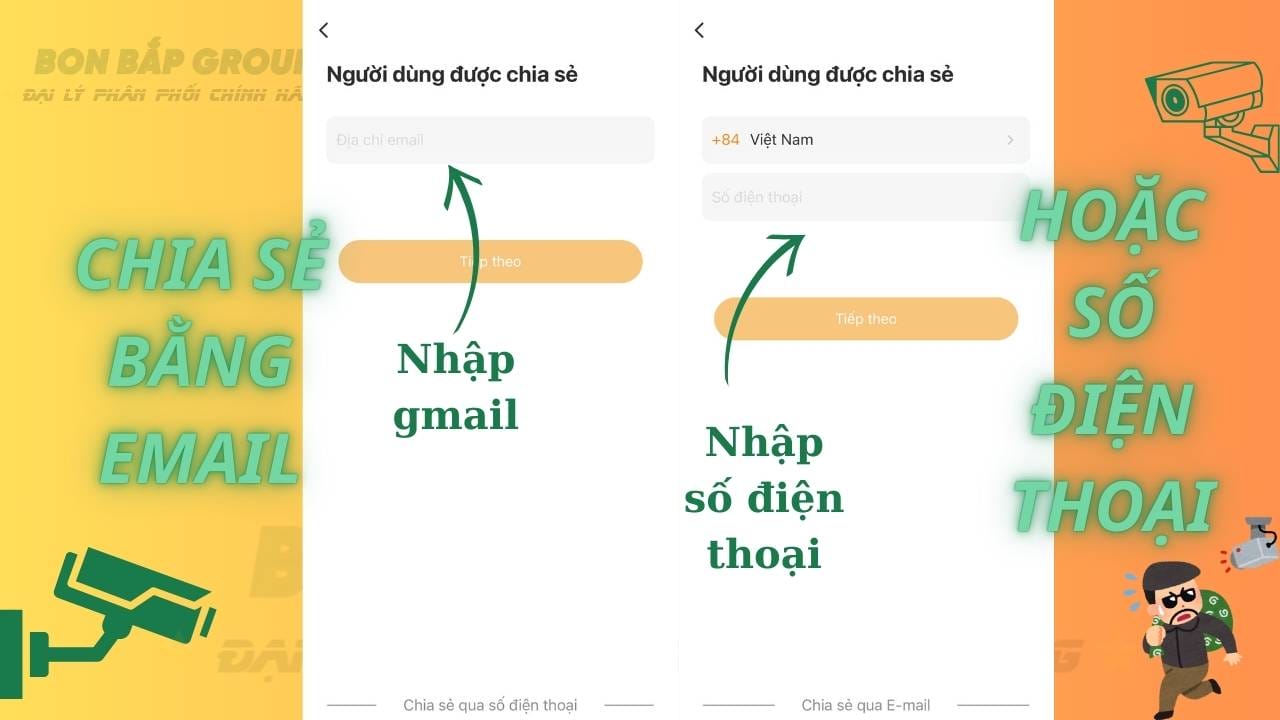 Nhập gmail hoặc số điện thoại tài khoản phụ