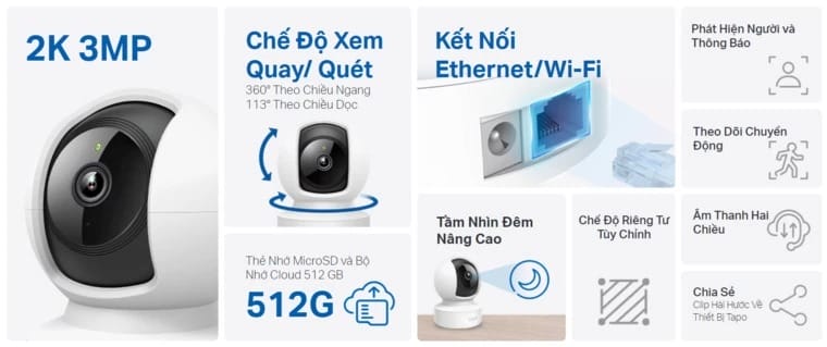 Camera IP Wi-Fi TP-Link Tapo C212 3M - Bảo Vệ Tối Ưu Với Độ Phân Giải 3MP